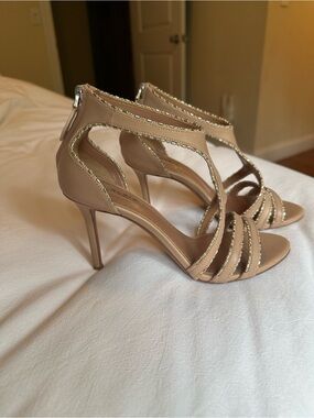 Alaia Beige Crystal-Trim Laser Cut Out Stiletto Sandals